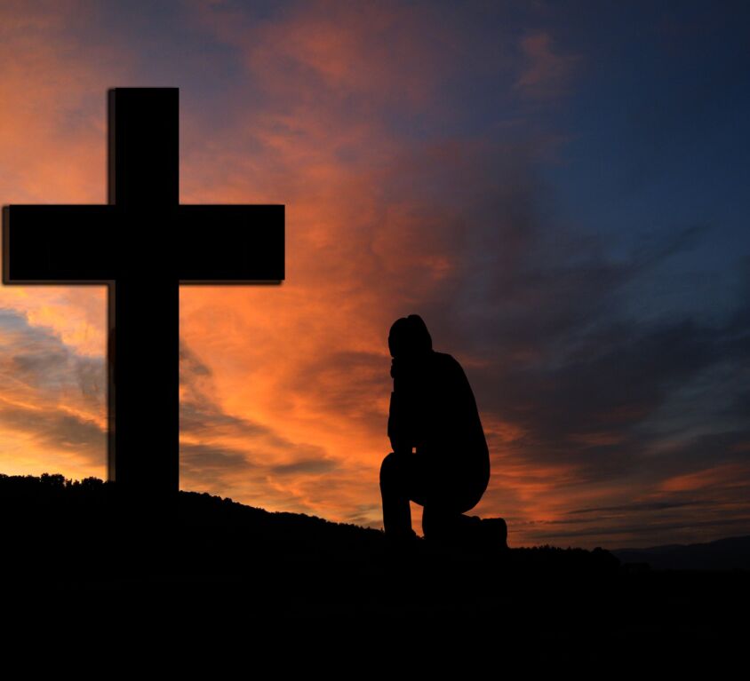 cross-sunset-silhouette-man-kneeling-knee-pray-