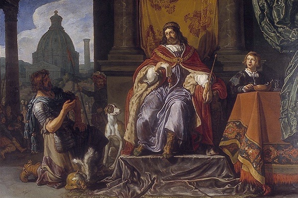 Il re Davide consegna la lettera a Uria l'Ittita