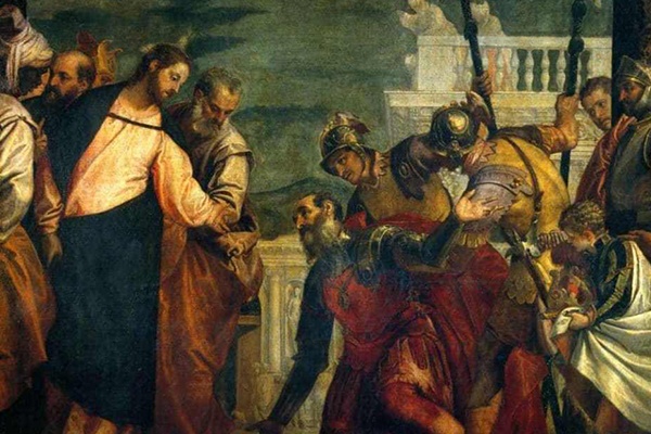 Centurione si inchina davanti a Gesù