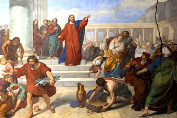 Gesu scaccia i mercanti dal tempio